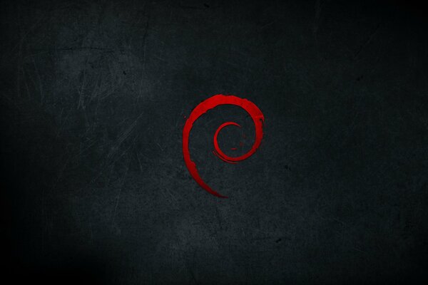Znak Debian Linux czerwony na czarnym