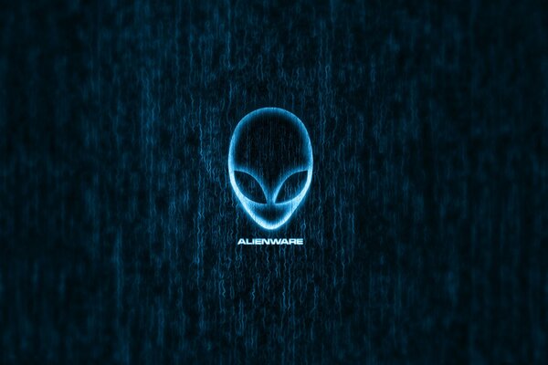 Logotipo de alienware con brillo azul