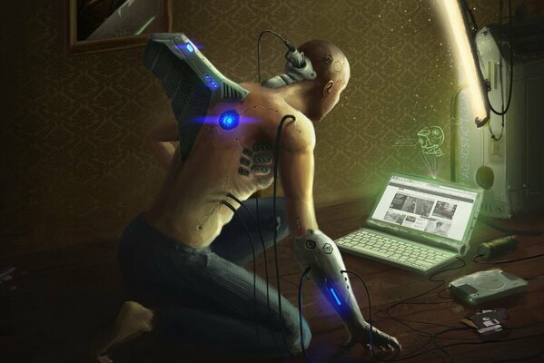 Cyborg sincronizza i dati con il laptop