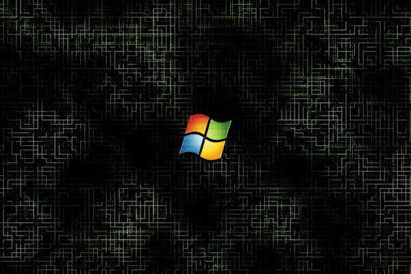 Logo di Windows su uno sfondo di linee verdi e bianche