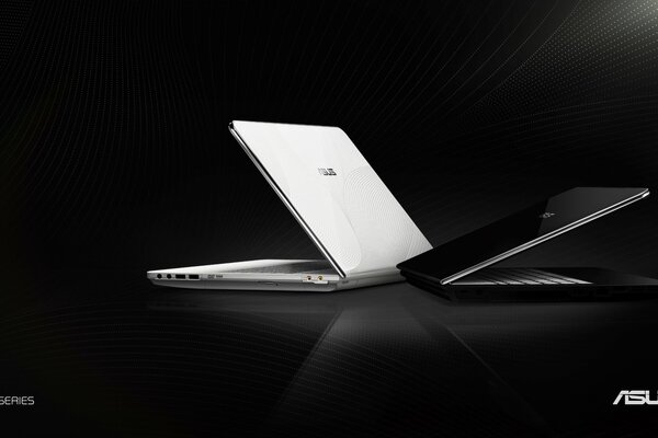 White and black asus laptop