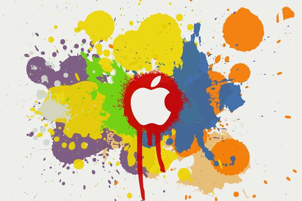 Logotipo de Apple mac en el fondo de manchas de color