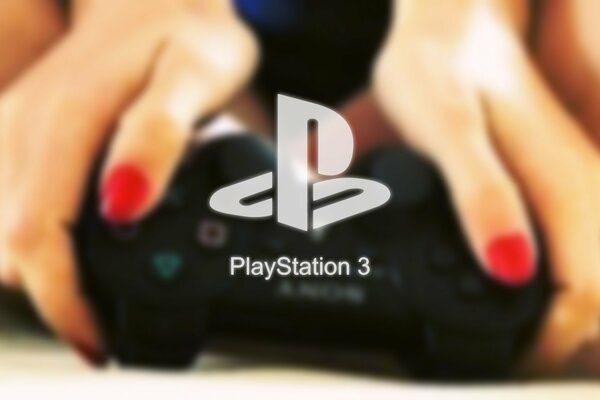 Girl playing PlayStation with joystick
