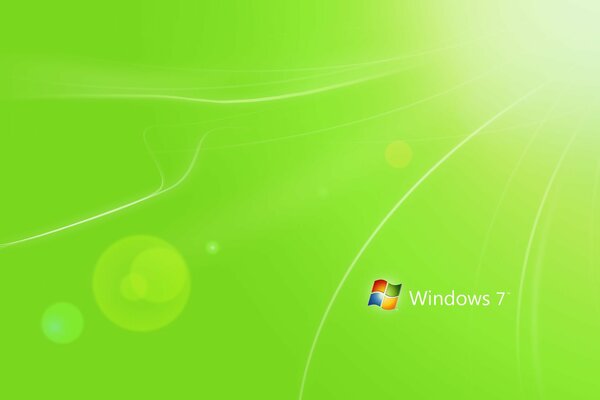 Windows 7 on a green background with stripes