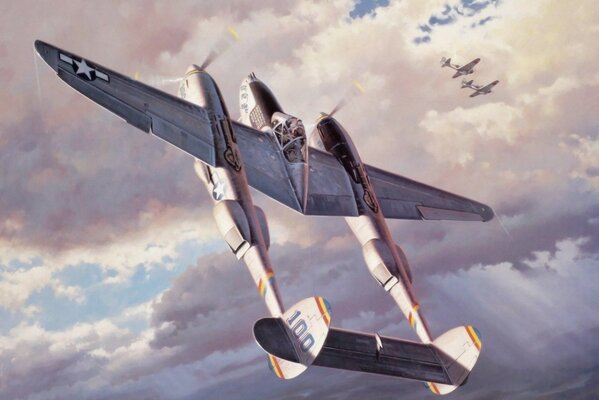 Obraz z myśliwcem na wojnie