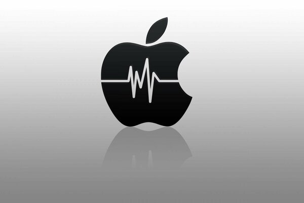 Logotipo de apple en un fondo de espejo. Pulso