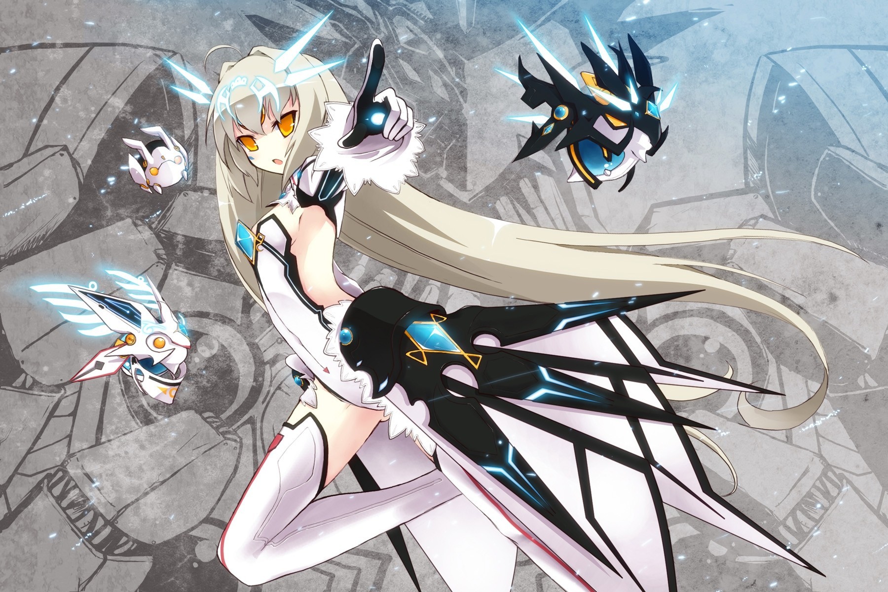 robot guantes pelo largo eve elsword medias pelo blanco thighhigh