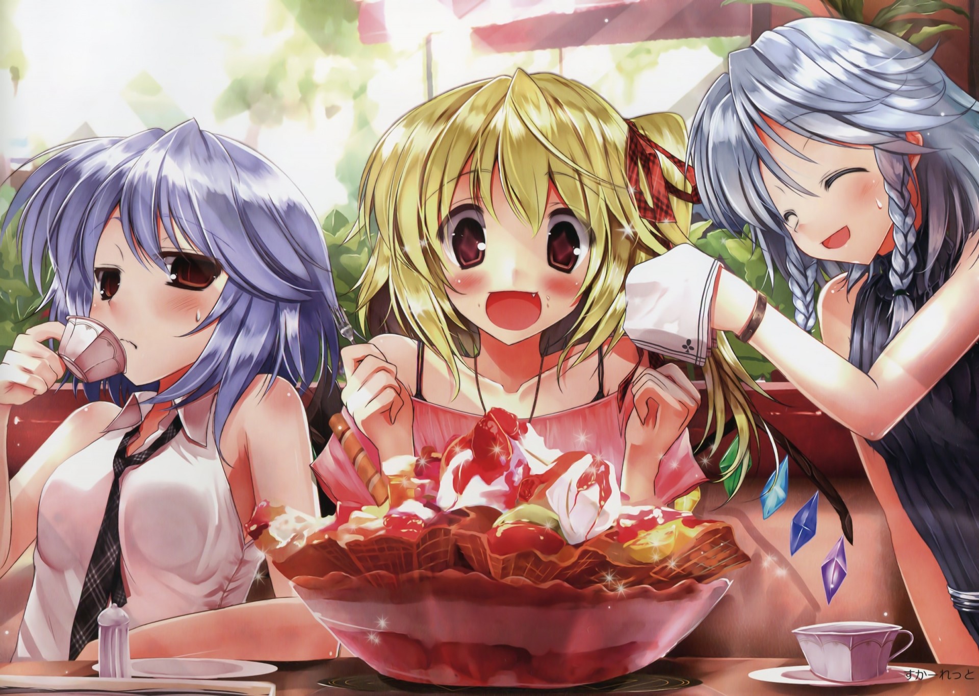 3girls izaei sakuya remilia escarlata flandes escarlata