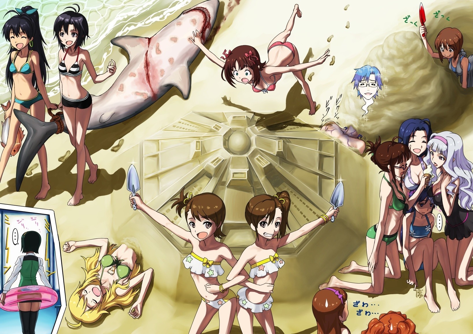 bikini costume da bagno kikuchi makoto futami ami takatsuki yayoi futami mami acqua gruppo dormire animali miura azusa amami haruka hagiwara yukiho hoshii miki kisaragi chihaya minase iori ganaha hibiki shijou takane spiaggia otonashi kotori tubo akizuki ritsko