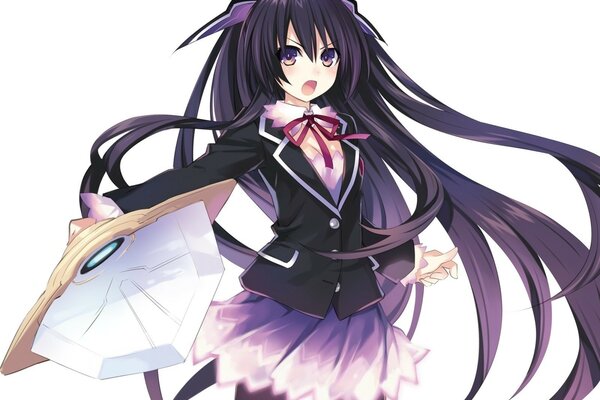 Anime girl with long purple hair