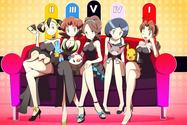 Chicas con Pokemon en el Sofá