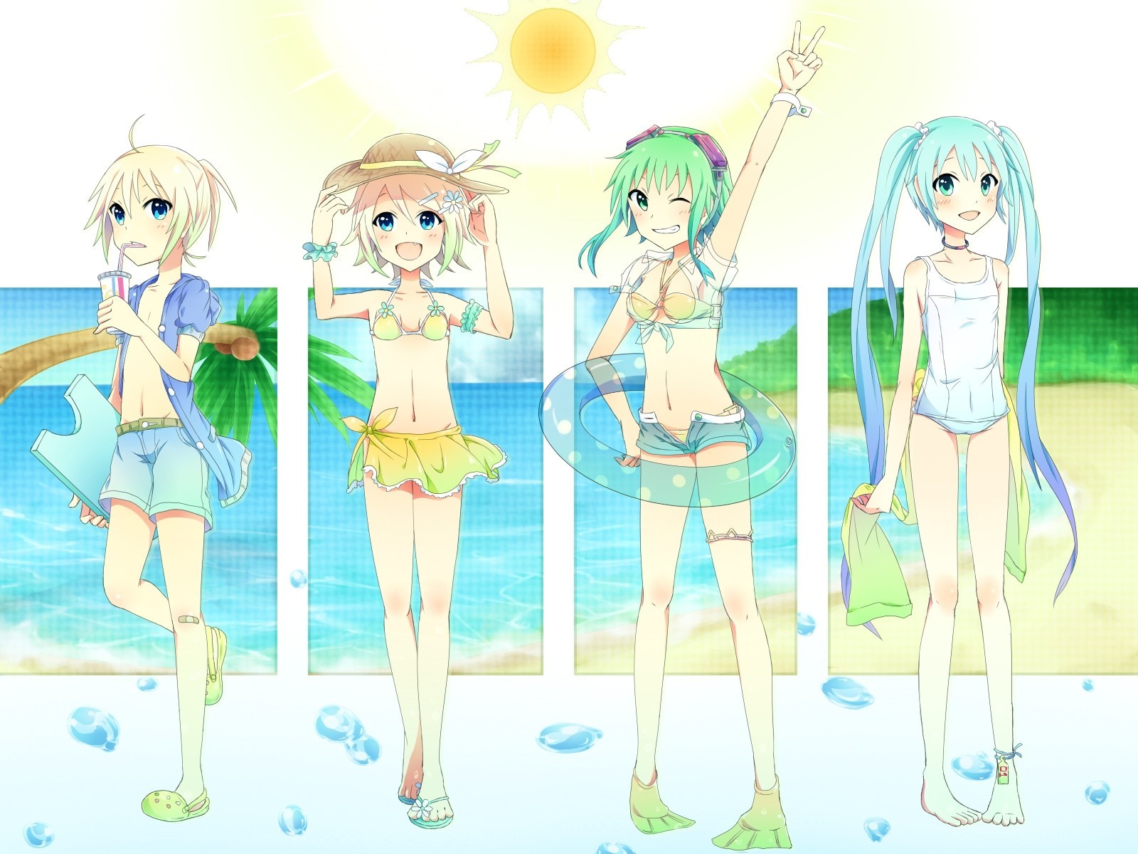 playa kagamine len traje de baño twintails kagamine rin hatsune miku