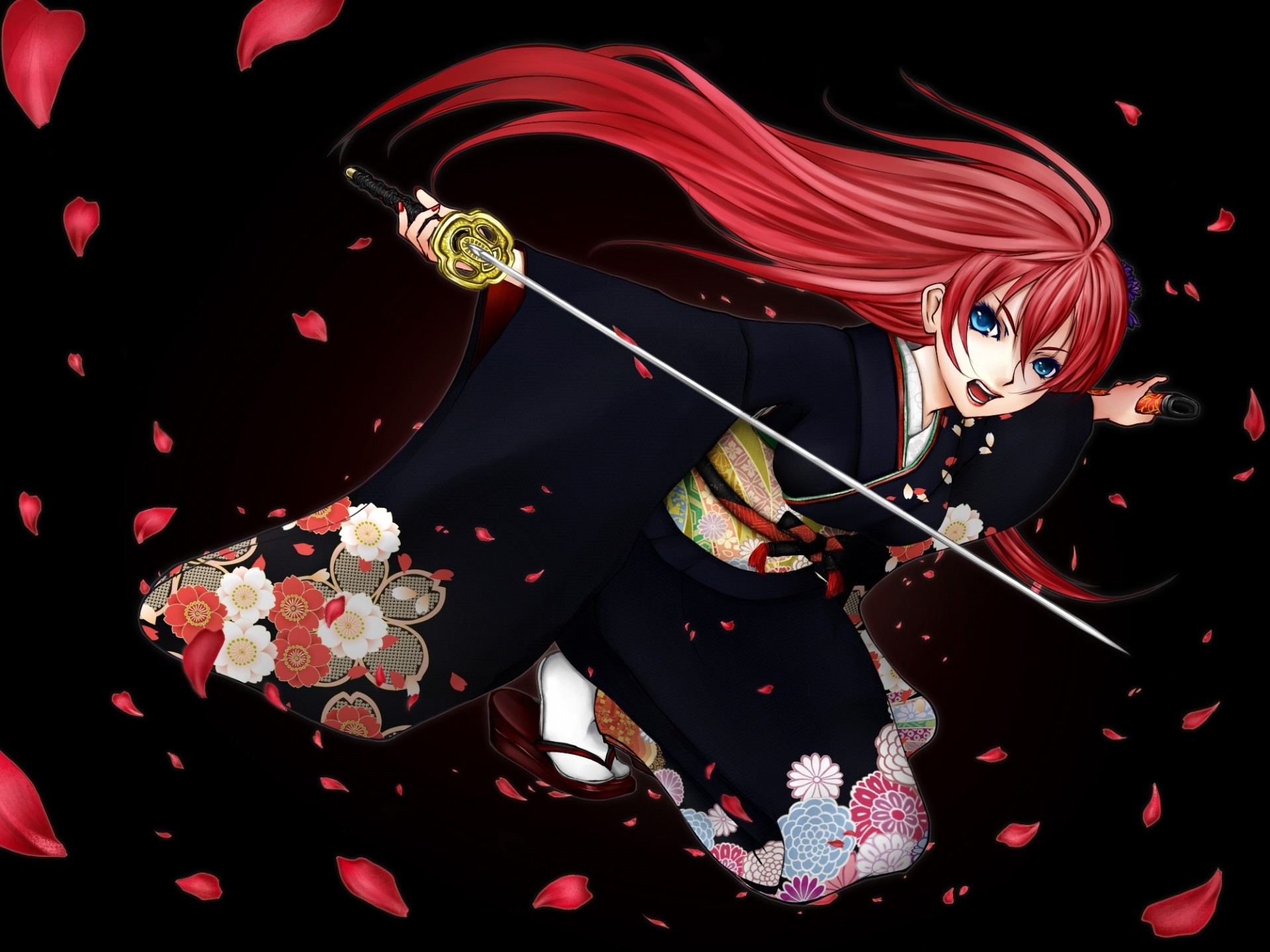 japanese clothes kimono sword megurine luka weapon