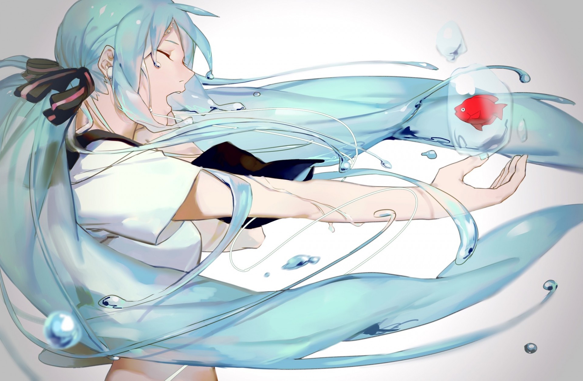 larmes hatsune miku poisson eau animaux