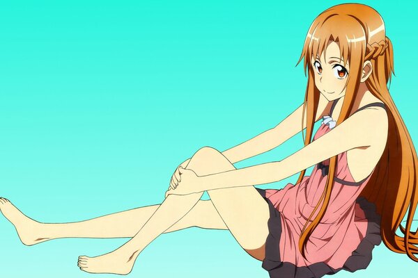 Anime Mädchen sitzt auf dem Boden