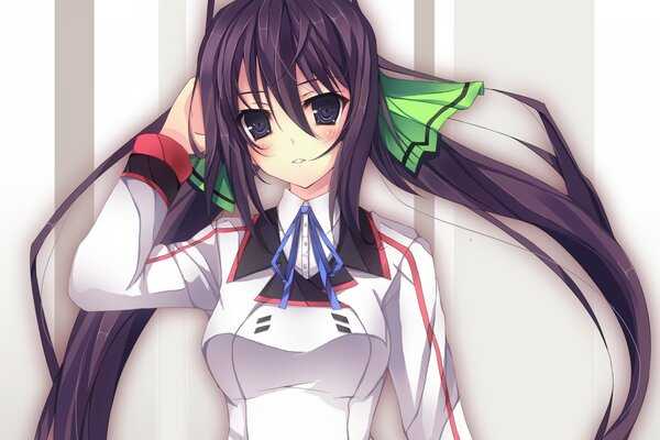 Anime art. A girl in a school uniform