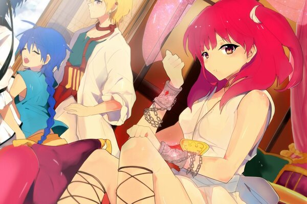 Anime - Mädchen mit roten und blonden Haaren