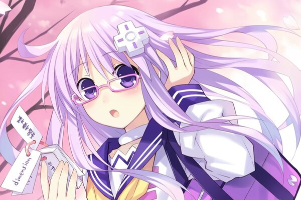 Anime Nepgear-fille aux cheveux lilas