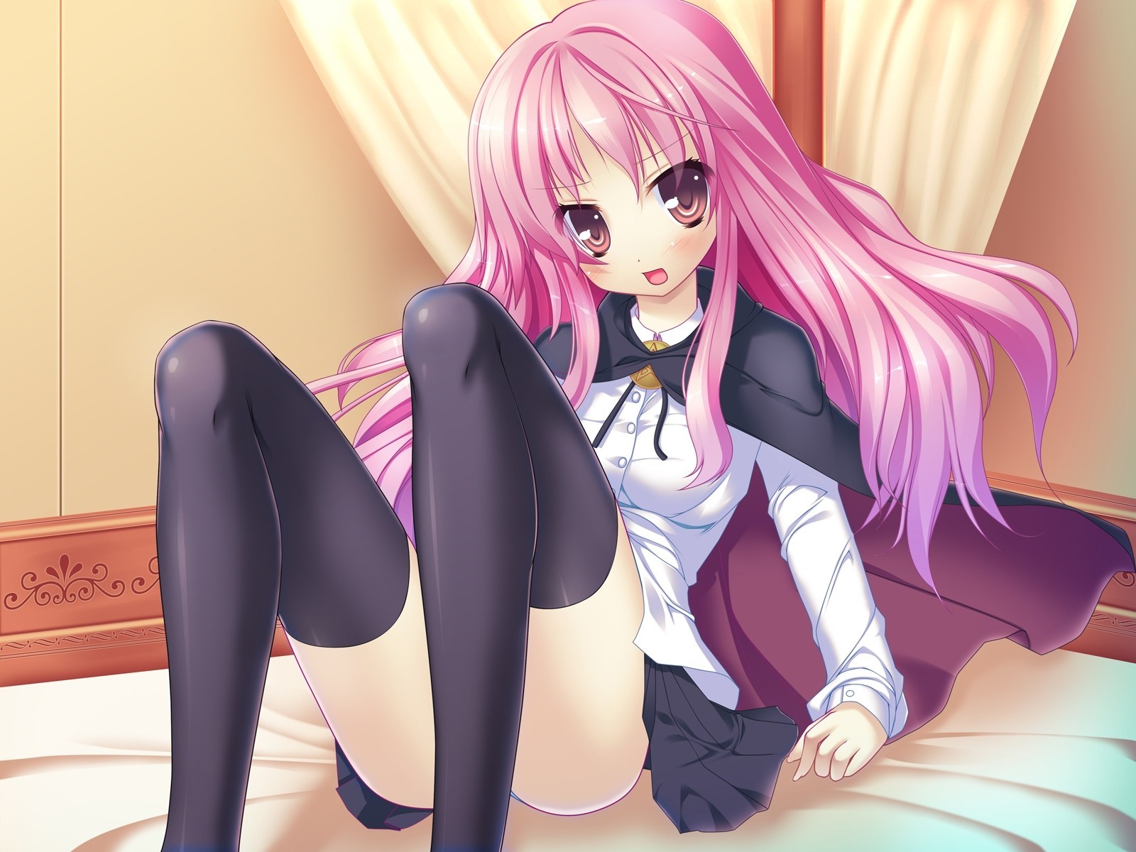 pink hair thighhigh