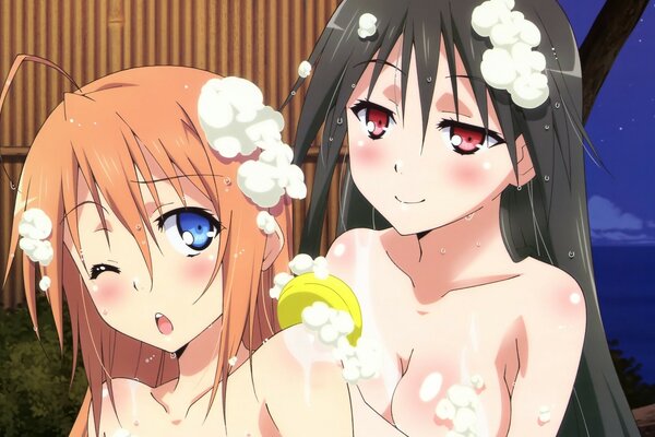 Anime water treatments beautiful girls