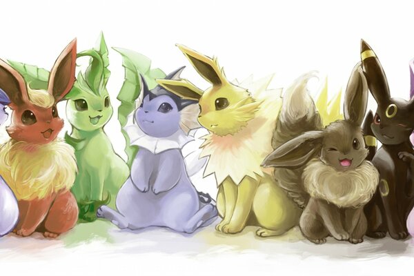 Animals nine bunnies of different colors