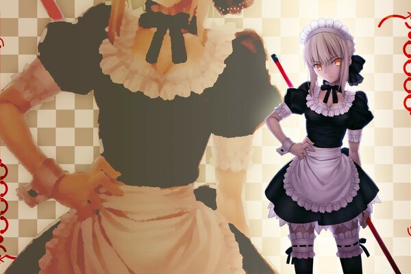 The maid from the anime with a saber