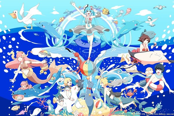 Anime heroes underwater world