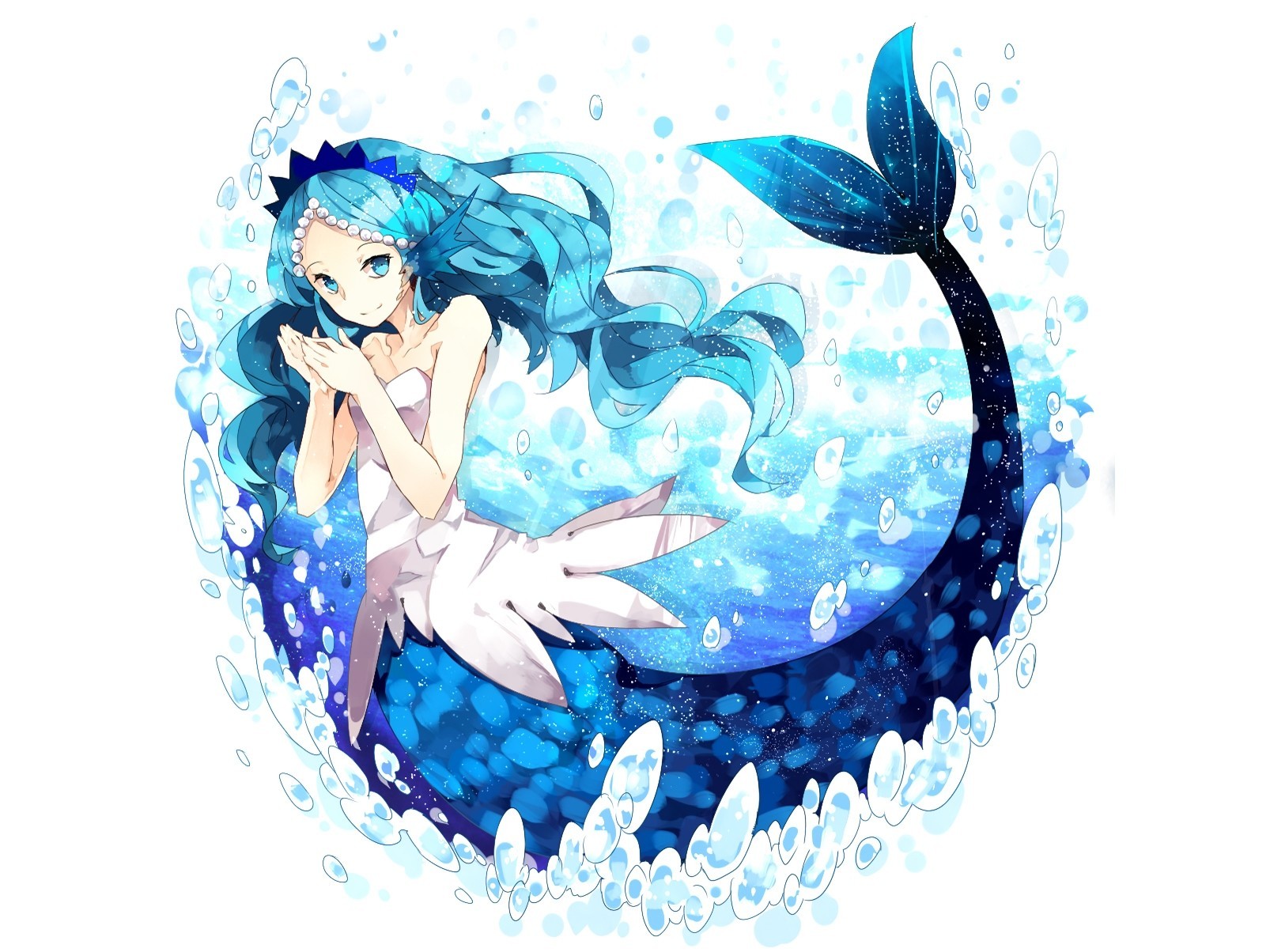 occhi azzurri sirena capelli blu