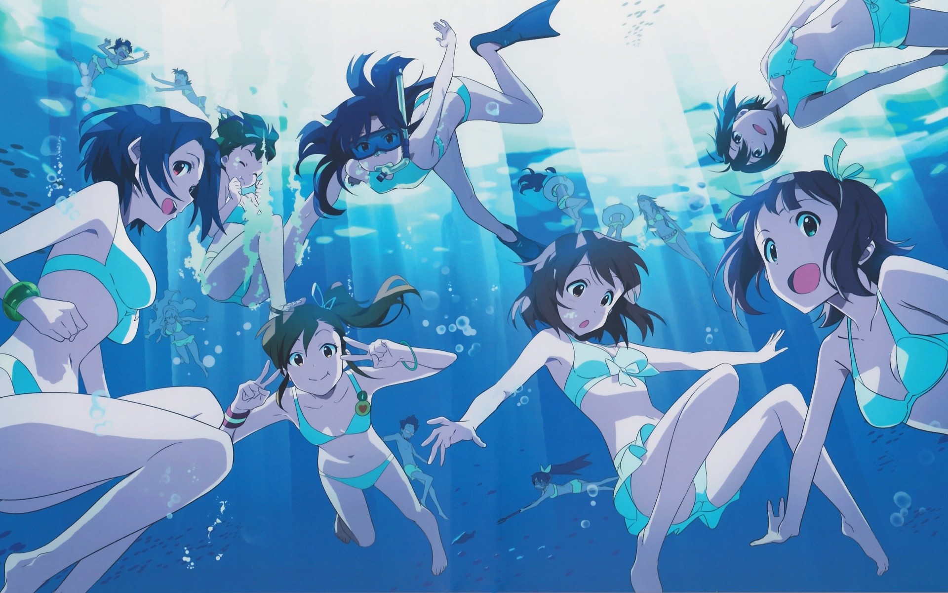 miki hoshii kisaragi chihaya minase iori ganaha hibiki shijou takane miura azusa bikini badeanzug kikuchi makoto akizuki rizko futami ami takatsuki yayoi futami mami hagiwara yukiho bauchnabel amami haruka braune haare