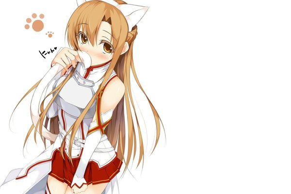 Tapeta Anime Yuki Asuna z uszami i ogonem