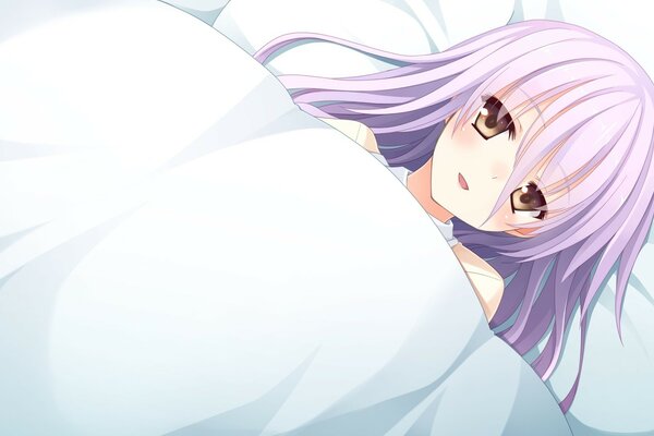 Anime wallpaper girl in bed