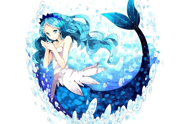 Anime image d une sirène aux yeux bleus