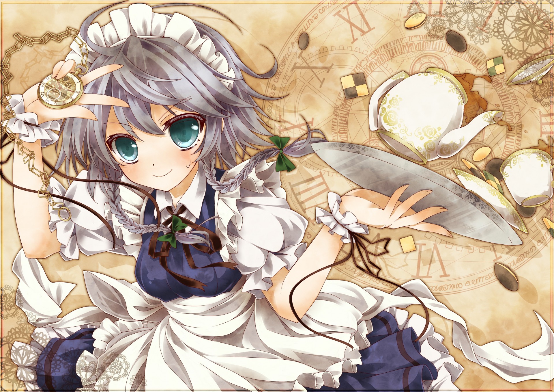 pit maid izayoi sakuya green eyes food