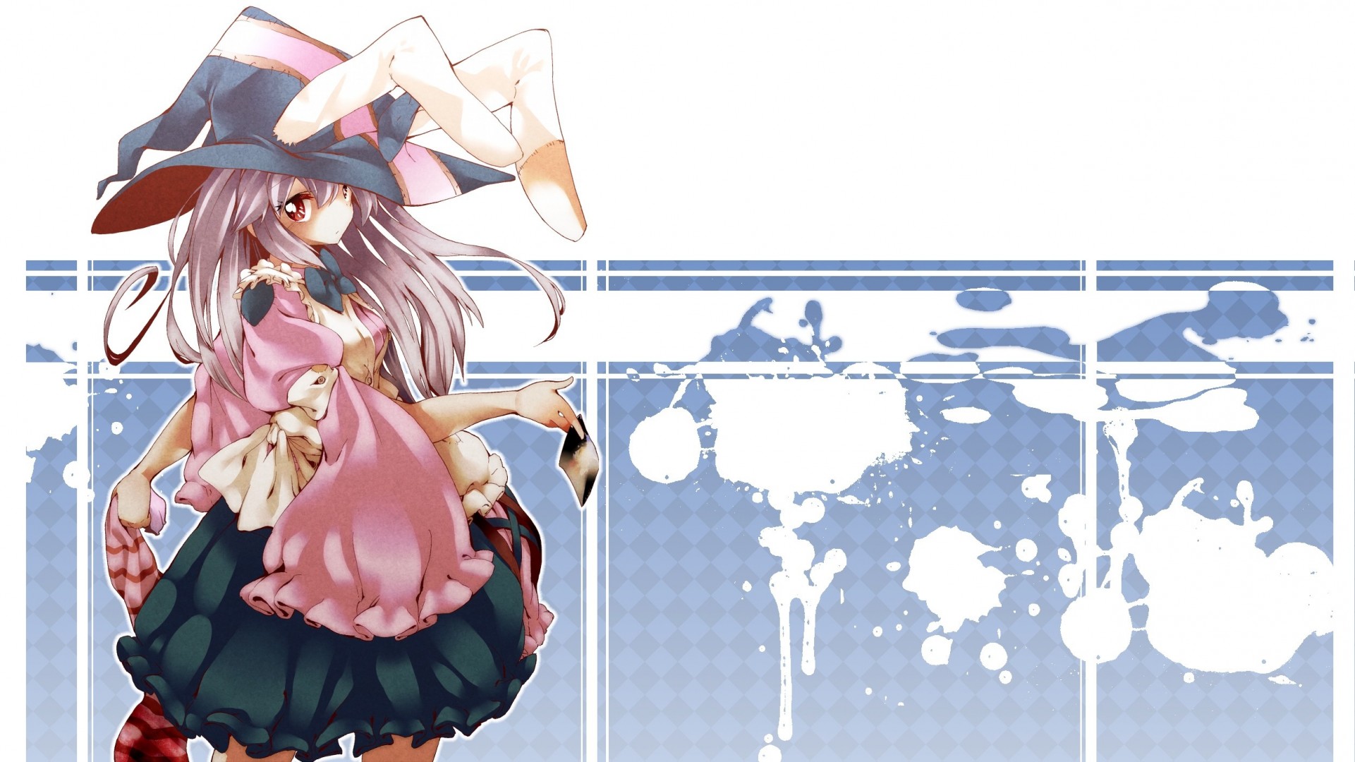 hat white hair witch hat torment red eyes long hair bunnygirl animal ear