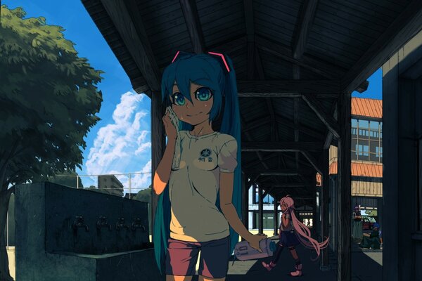 Anime. The girl with the bottle