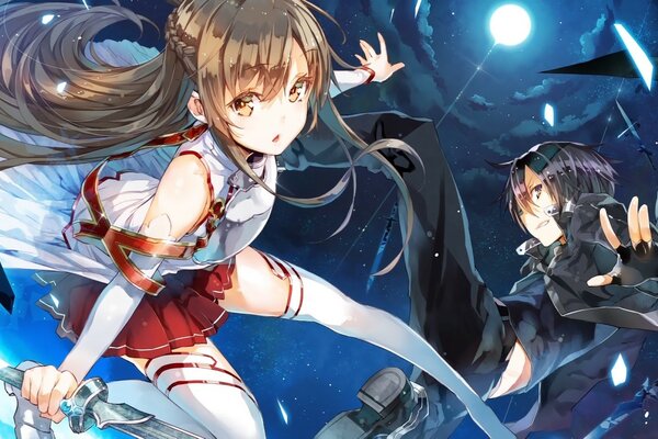 Schwebende yuki asuna mit kirigaya kazuto