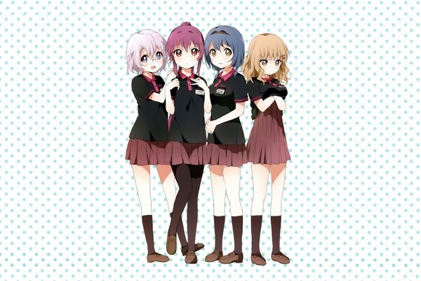 4 ragazze della scuola in uniforme