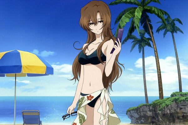 Dziewczyna w stylu anime na plaży
