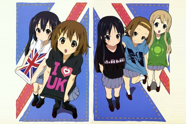 Grupa kreskówkowe dziewczyny w różnych koszulkach