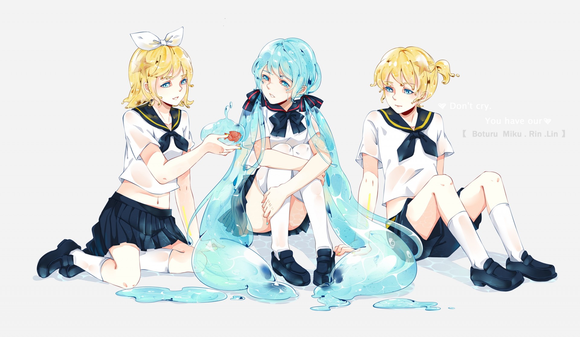 рыба seifuku kagamine len слезы животных kagamine rin вода hatsune miku