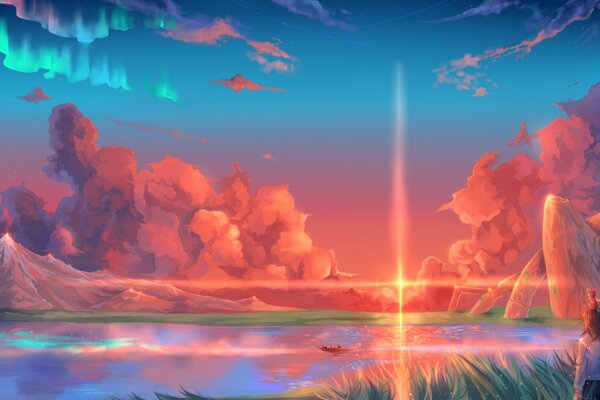 Landscape art in anime style