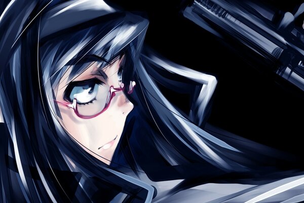 Akemi homura lunettes et pistolet