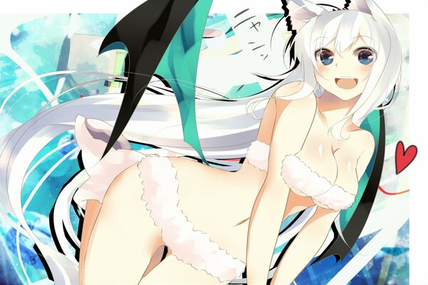 Anime filles gros yeux bleus en lingerie