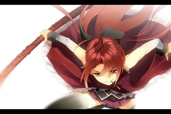 Determined girl with red hair