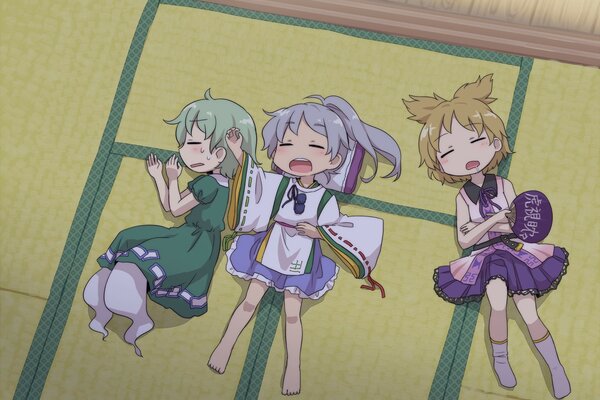 Three girls go to bed