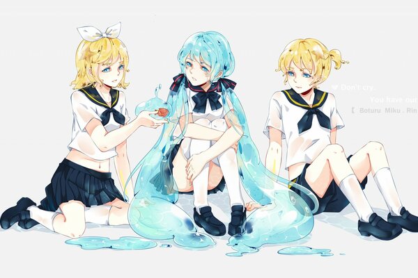 Chicas en uniforme escolar. Anime