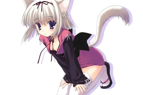 Anime girl with a tail