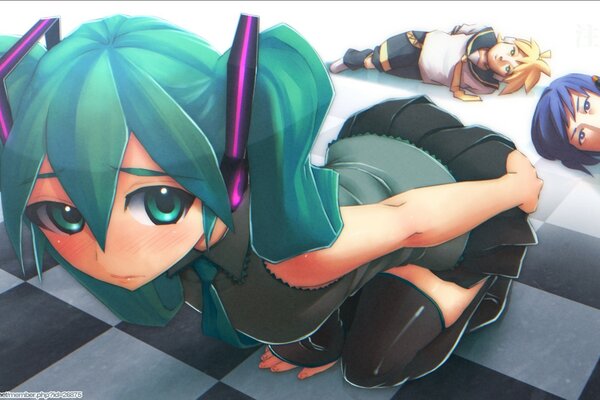 Sexy hatsune miku with green hair