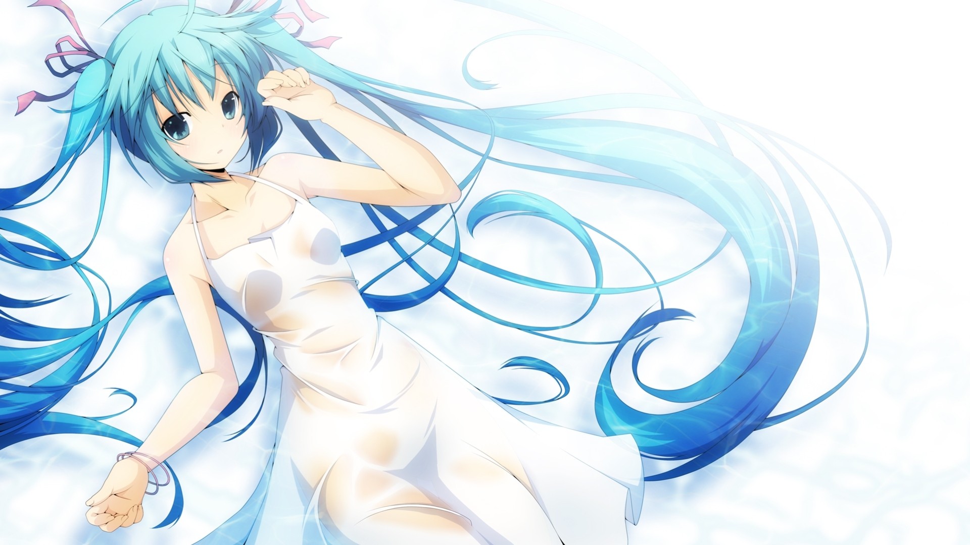 tapes hatsune miku long hair dress blush