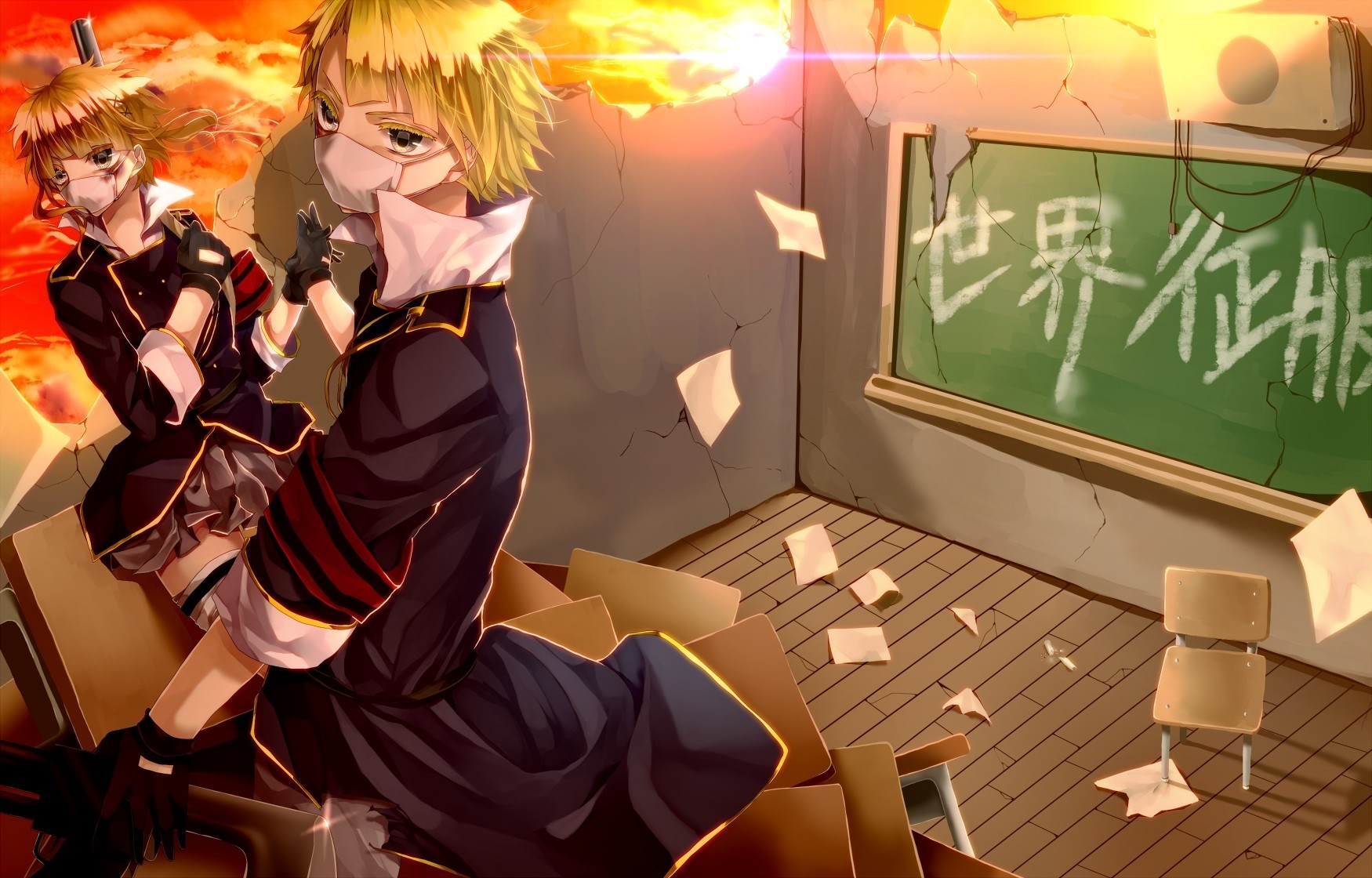 kagamine rin fliegende festung waffe kagamine len